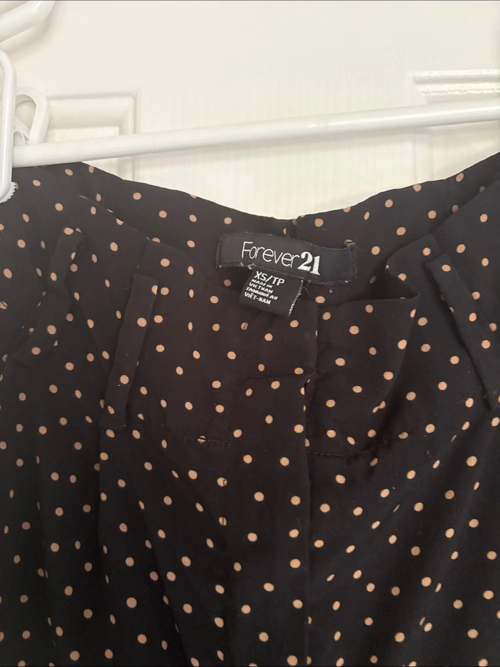 Forever 21 Black Silky Dress Pants with Tan Polka Dots - Picture 2 of 7